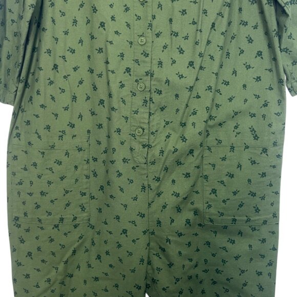The Nines By Hatch Maternity Jumpsuit Large Green New WOT Floral Pattern Vneck - Picture 7 of 9